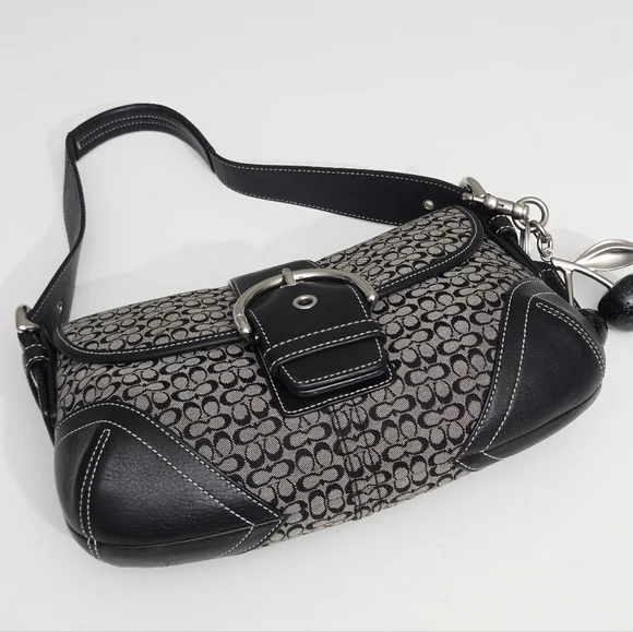 EXCELLENT VINTAGE COACH Y2K MINI SIGNATURE SOHO BUCKLE FLAP SHOULDER BAG 6818 - Picture 9 of 11